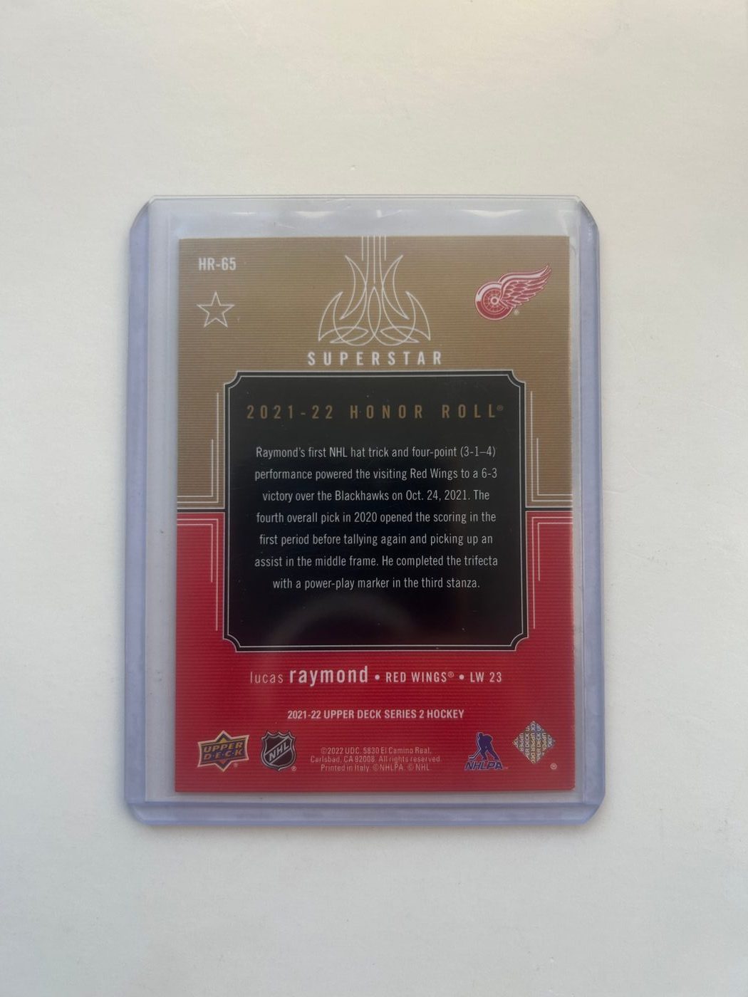 2021-22 Upper Deck Honor Roll Gold Rainbow /250 Lucas Raymond 2