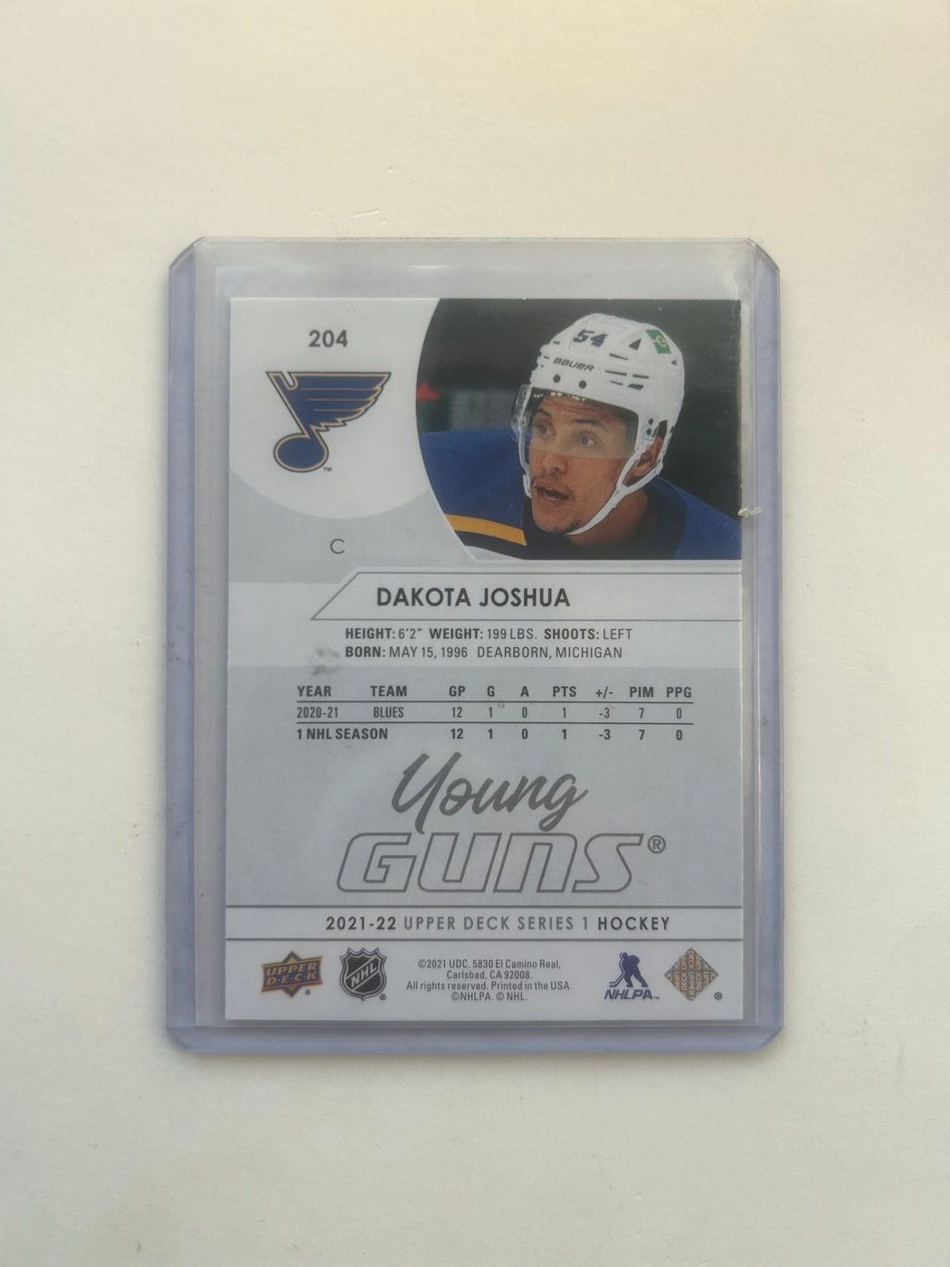 2021-22 Upper Deck Young Guns Dakota Joshua #204 2