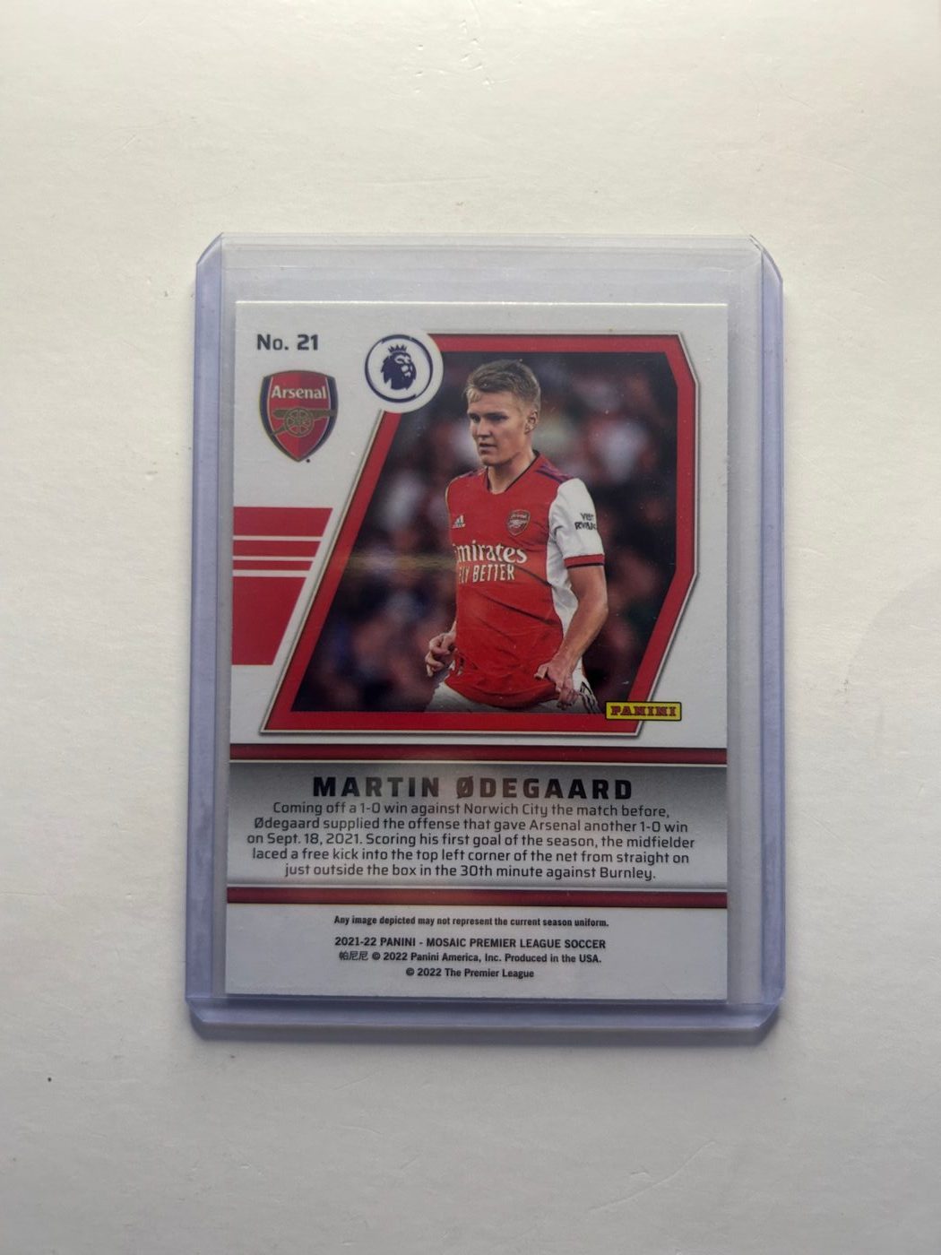 2021-22 Panini Mosaic Premier League Will to Win Martin Odegaard #21 2