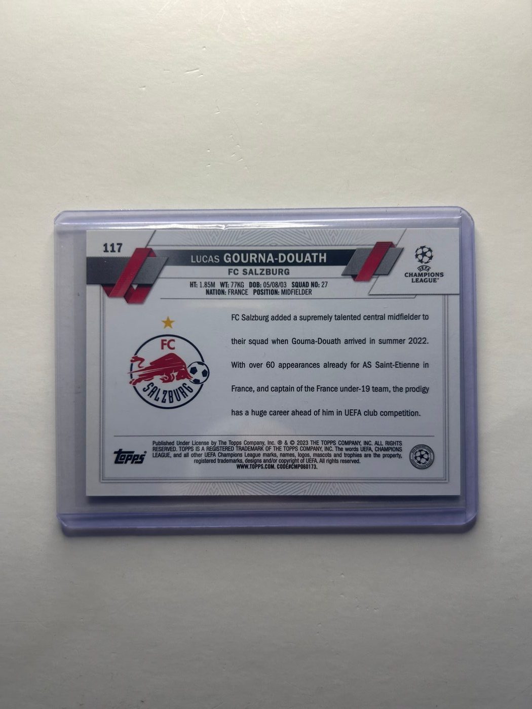 Lucas Gourna-Douath 2022-23 Topps UEFA #117 FC Red Bull Salzburg 2
