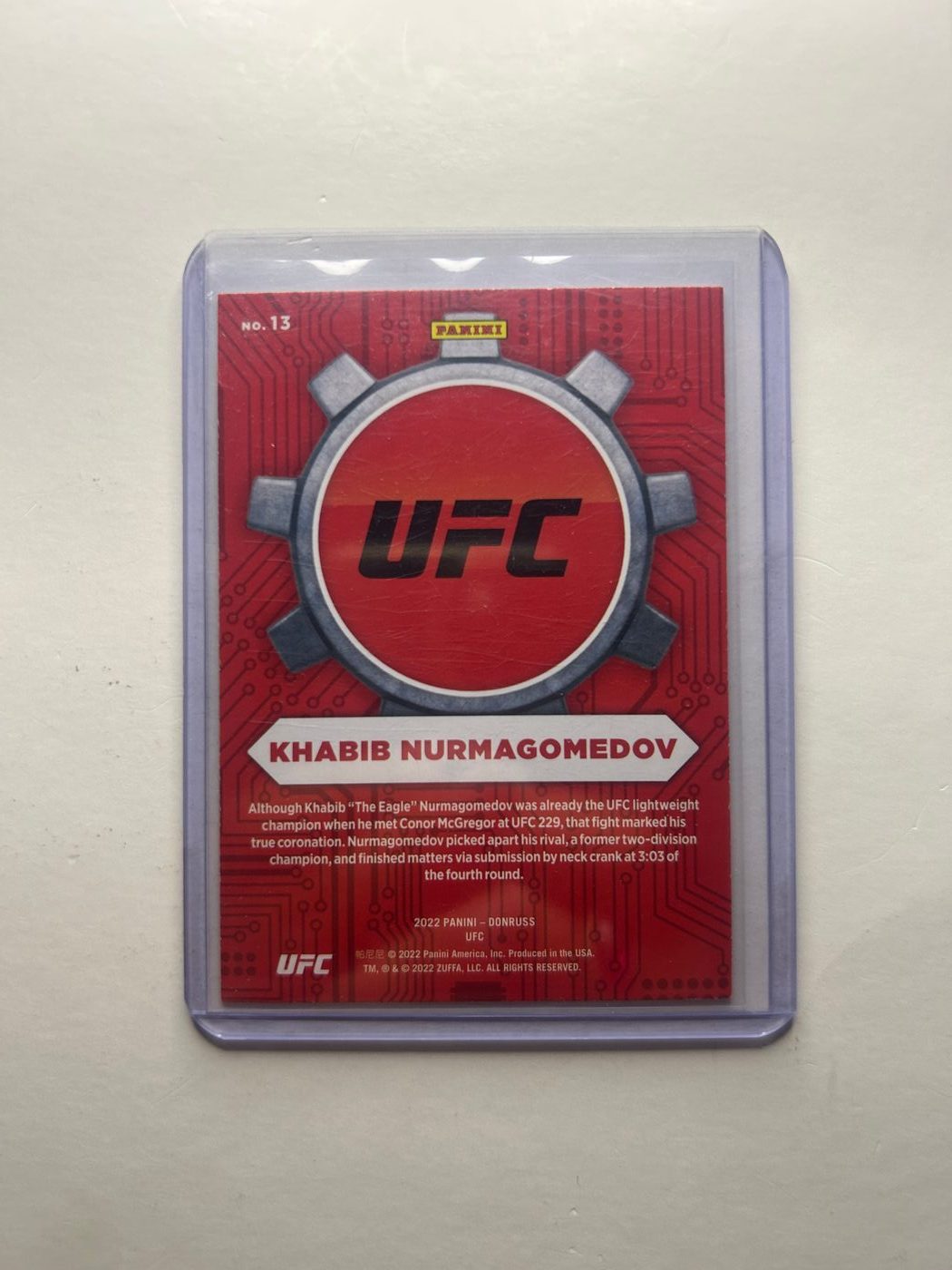 2022 Panini UFC Donruss Khabib Nurmagomedov Pink Press Proof Craftsmen #13 2