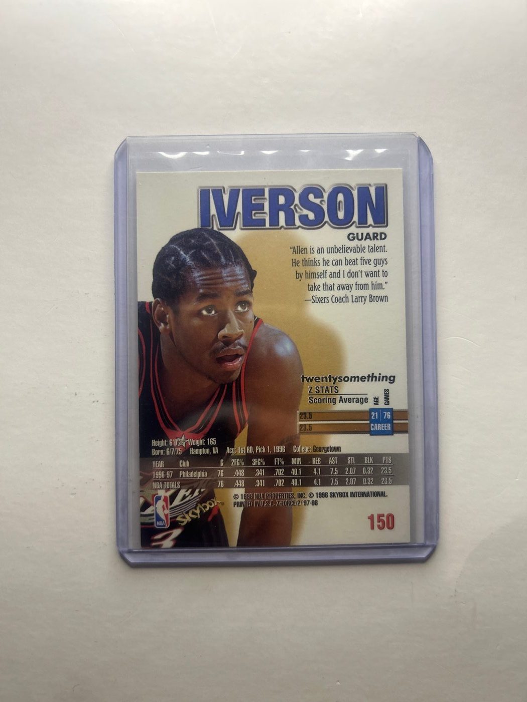 1998 Skybox Z Force Allen Iverson #150 2
