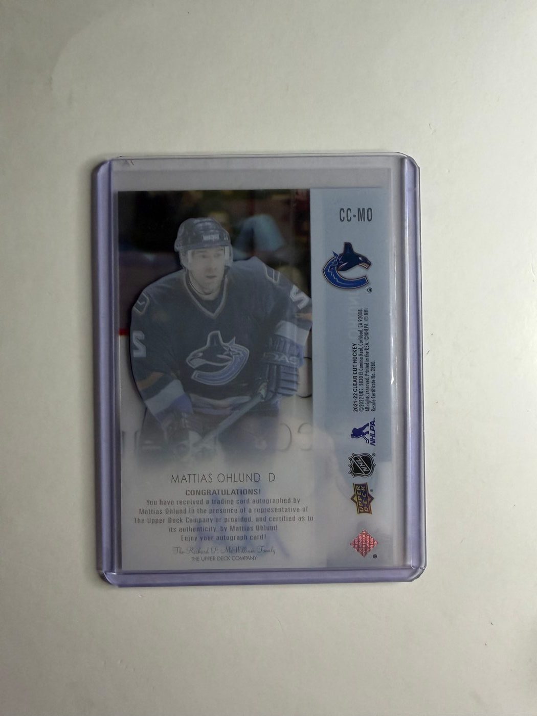 2024-25 UD Clear Cut Mattias Ohlund 2