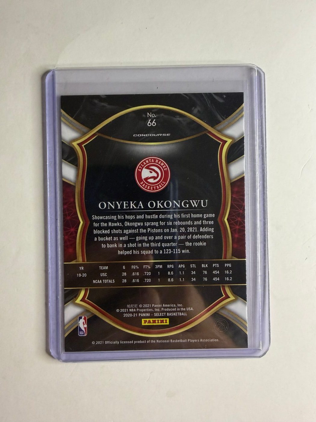 2021 Panini Select Onyeka Okongwu RC Base 2