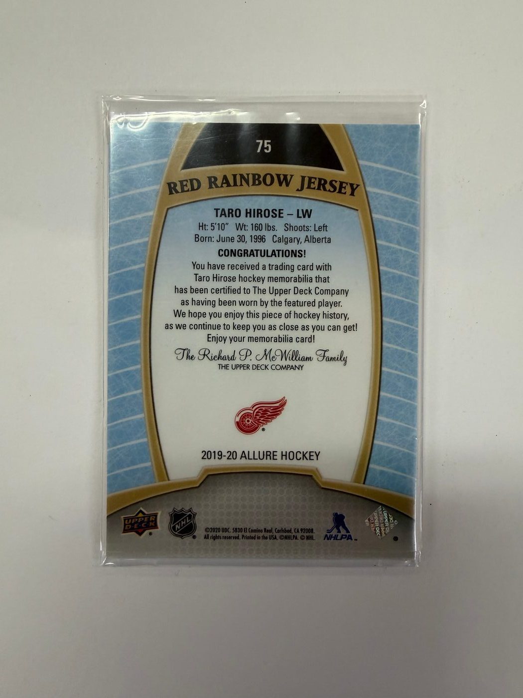 2019 Upper Deck Allure Rookies Red Rainbow Jerseys Taro Hirose 2