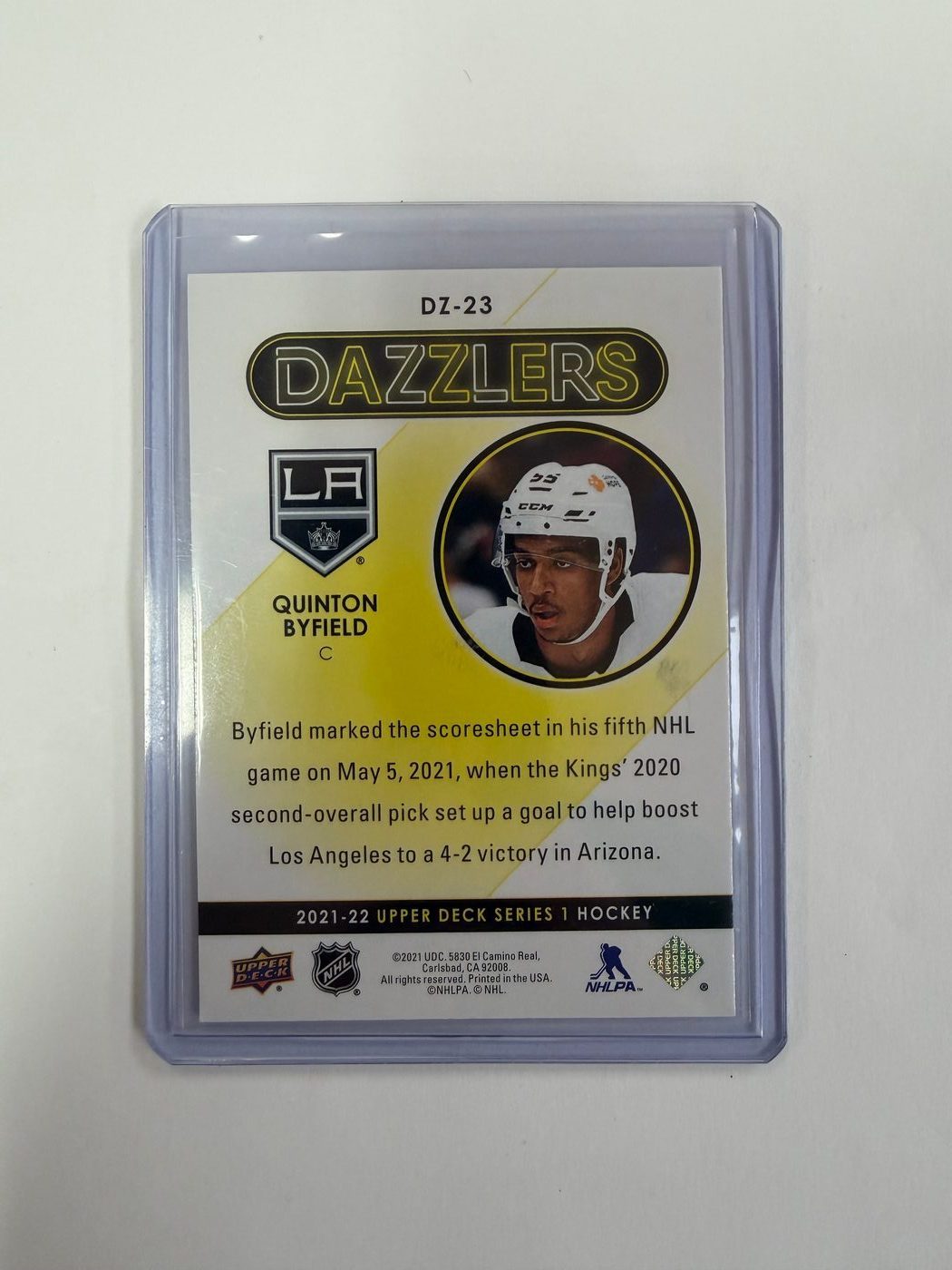 2021-22 Upper Deck Dazzlers Blue Rookie Quinton Byfield 2