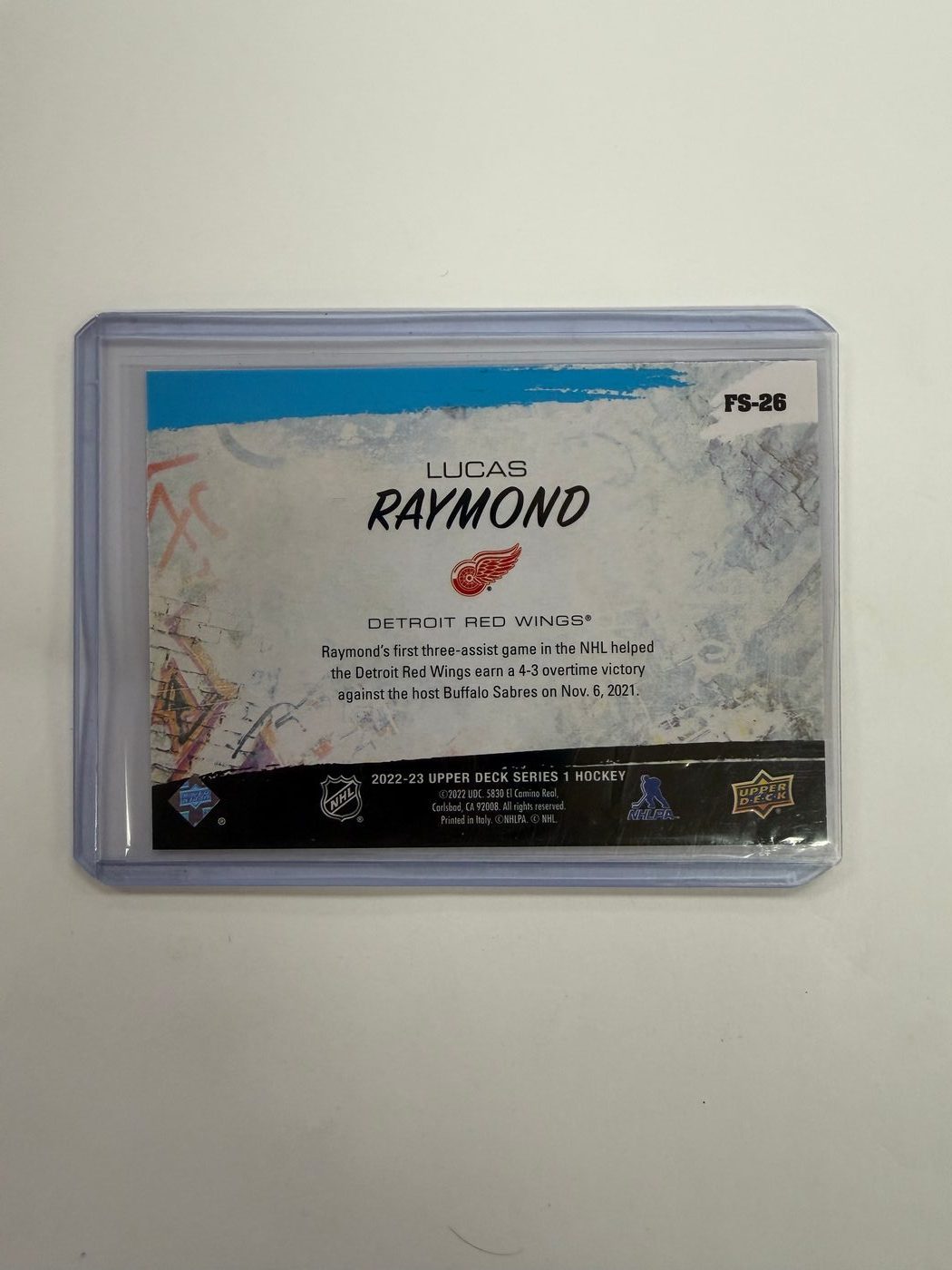 2022-23 Upper Deck Series 1 Freestyles Lucas Raymond 2