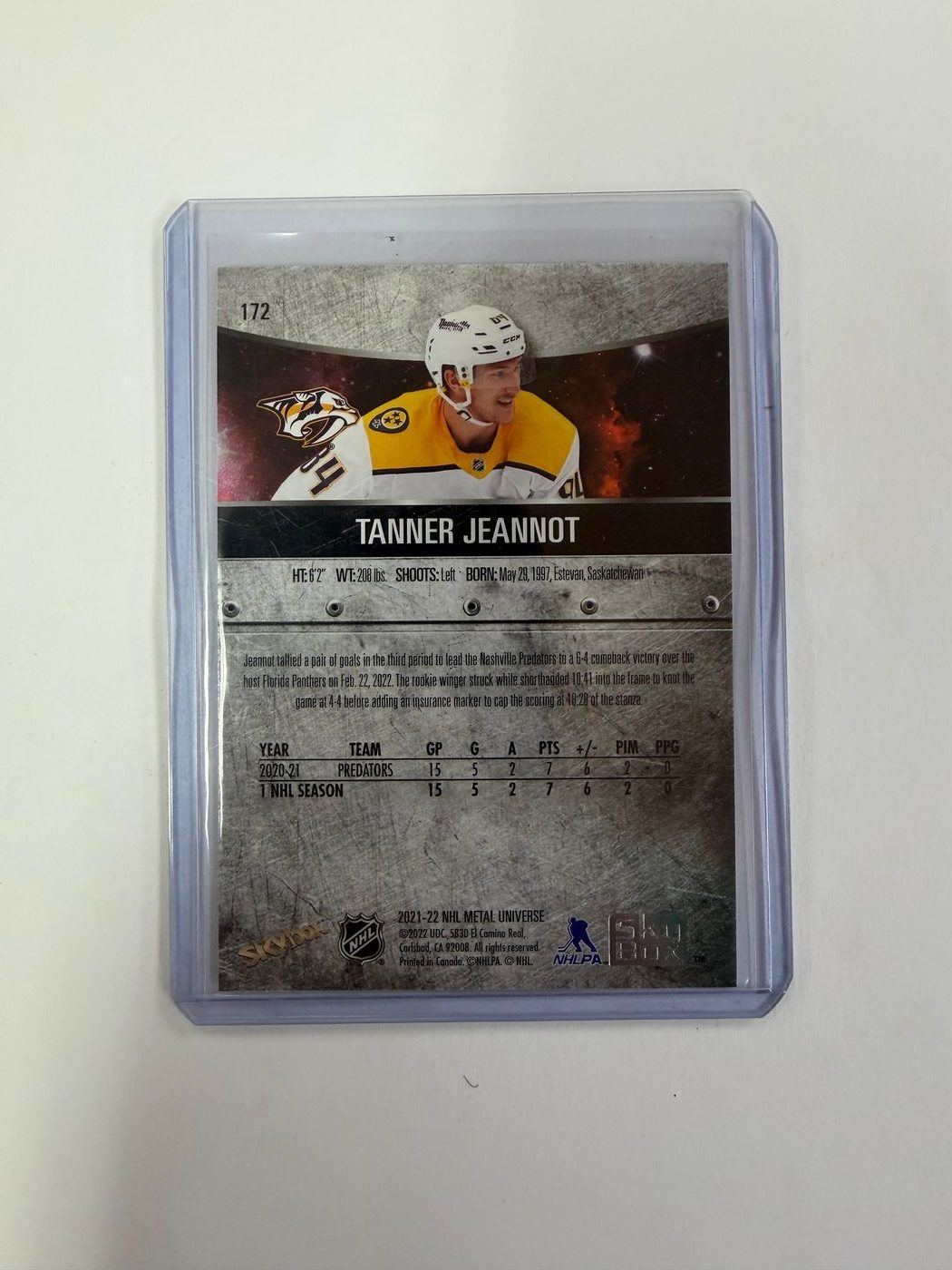 2021-22 SkyBox Metal Universe Base Cards Tanner Jeannot 2