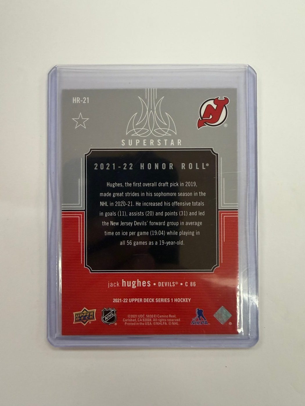 2021-22 Upper Deck Honor Roll Jack Hughes 2