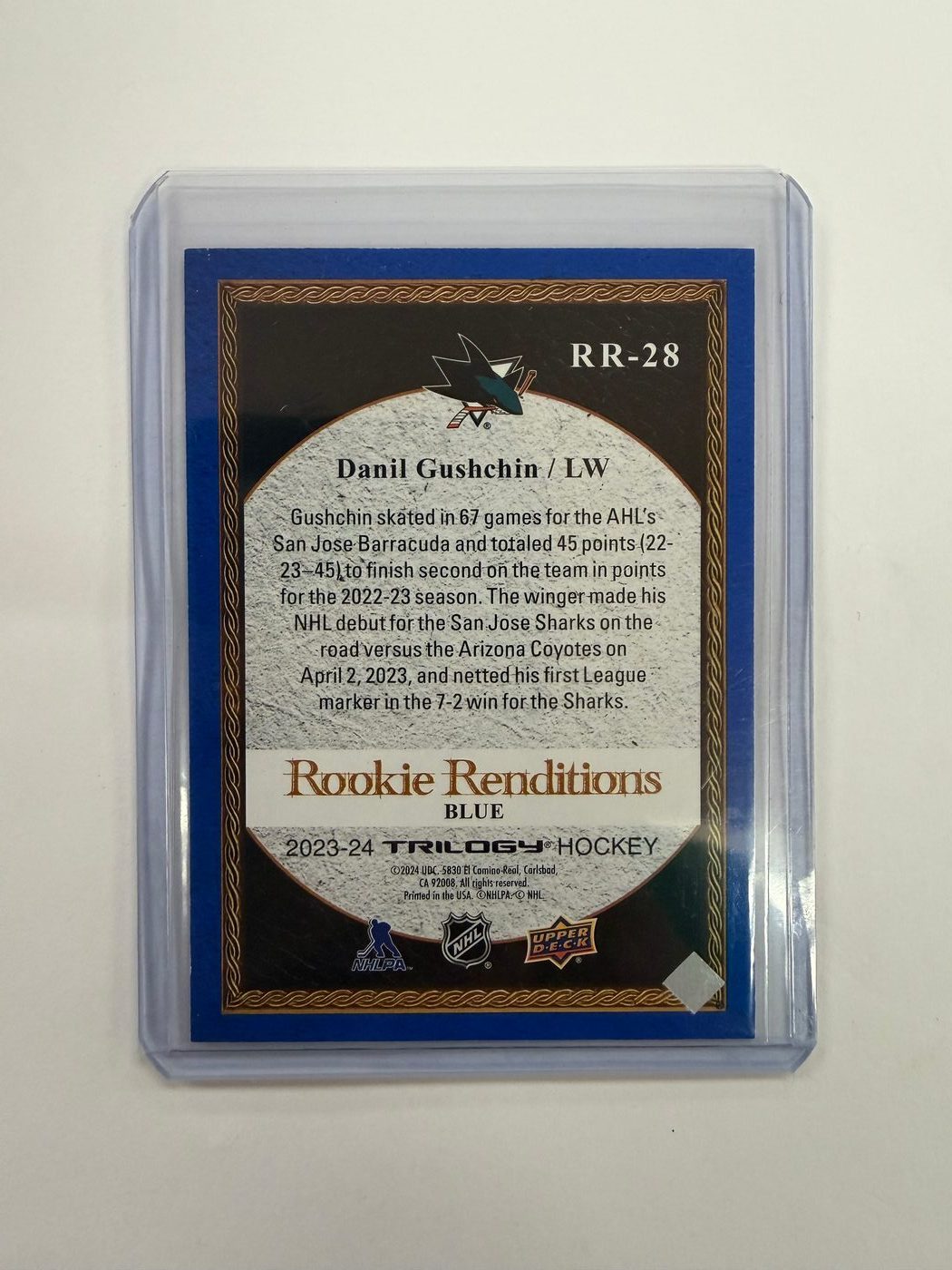 2023-24 Trilogy Rookie Renditions Blue Danil Gushchin 2
