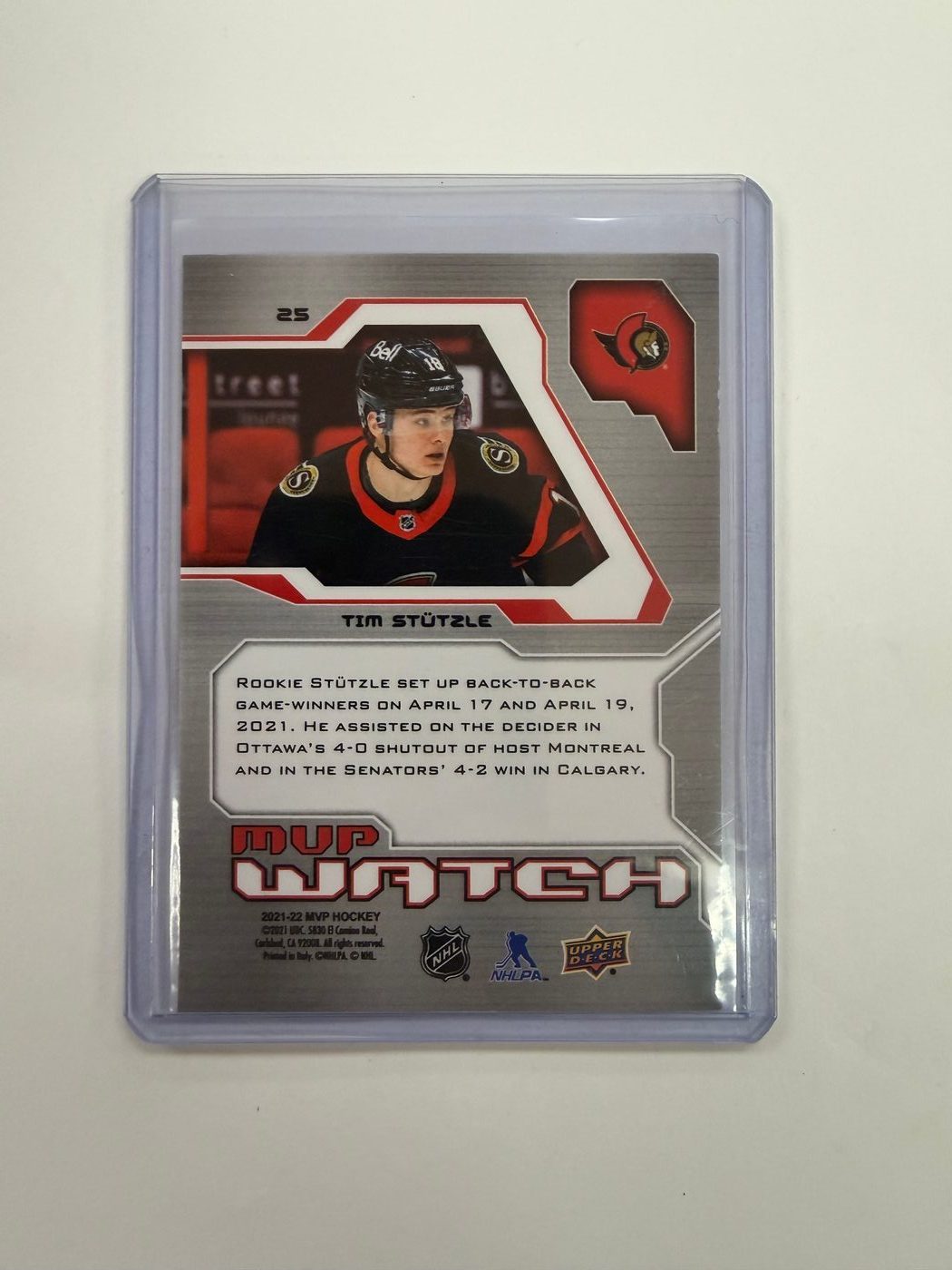 2021-22 Upper Deck MVP Watch Silver Script Tim Stutzle 2