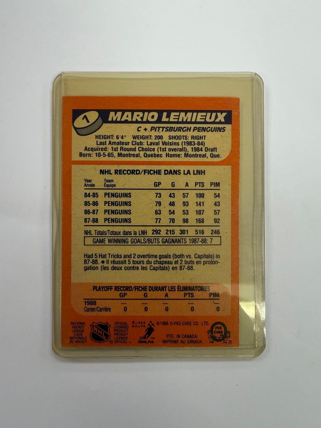 1988-89 Topps Base Mario Lemieux #1 2