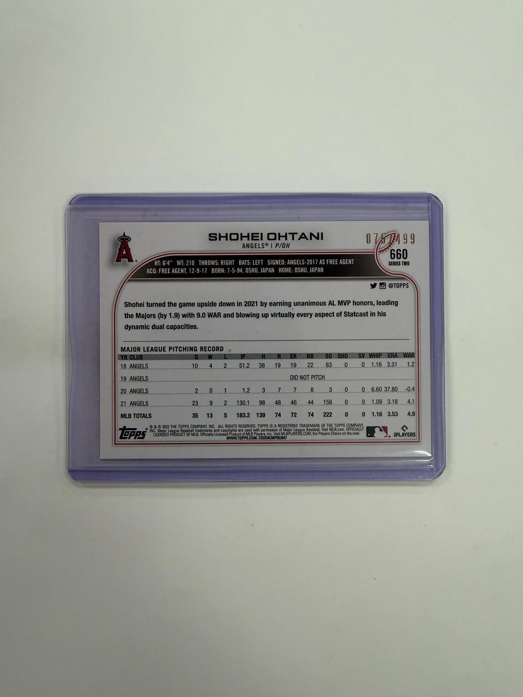 Topps 2022 Series 2 Shohei Ohtani Green Foilboard /499 2
