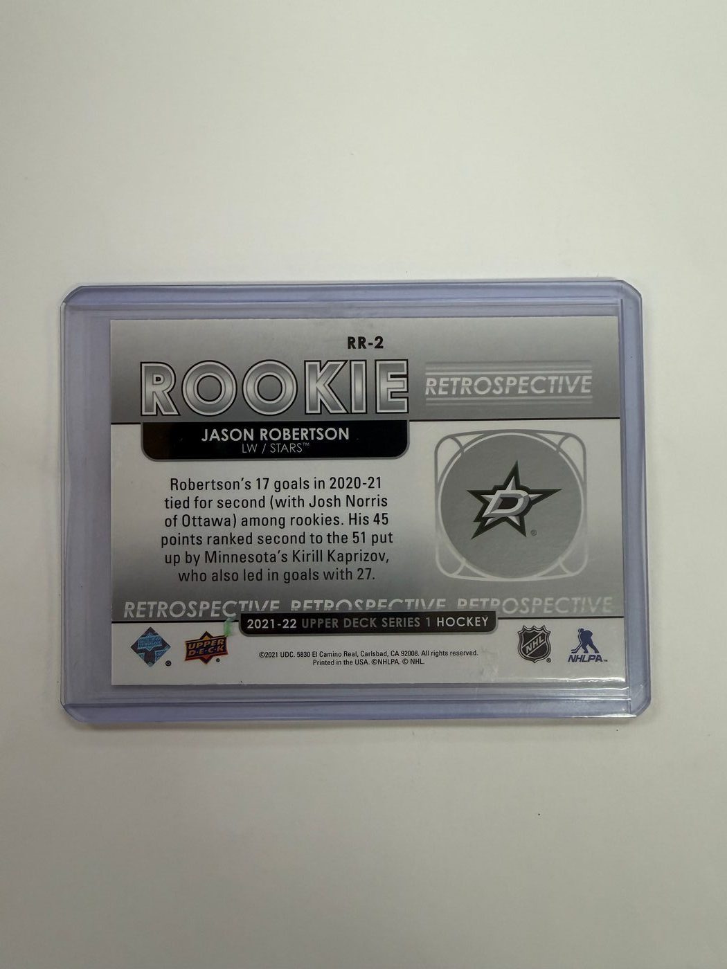 Jason Robertson 2021-22 Upper Deck Series 1 Rookie Retrospective 2