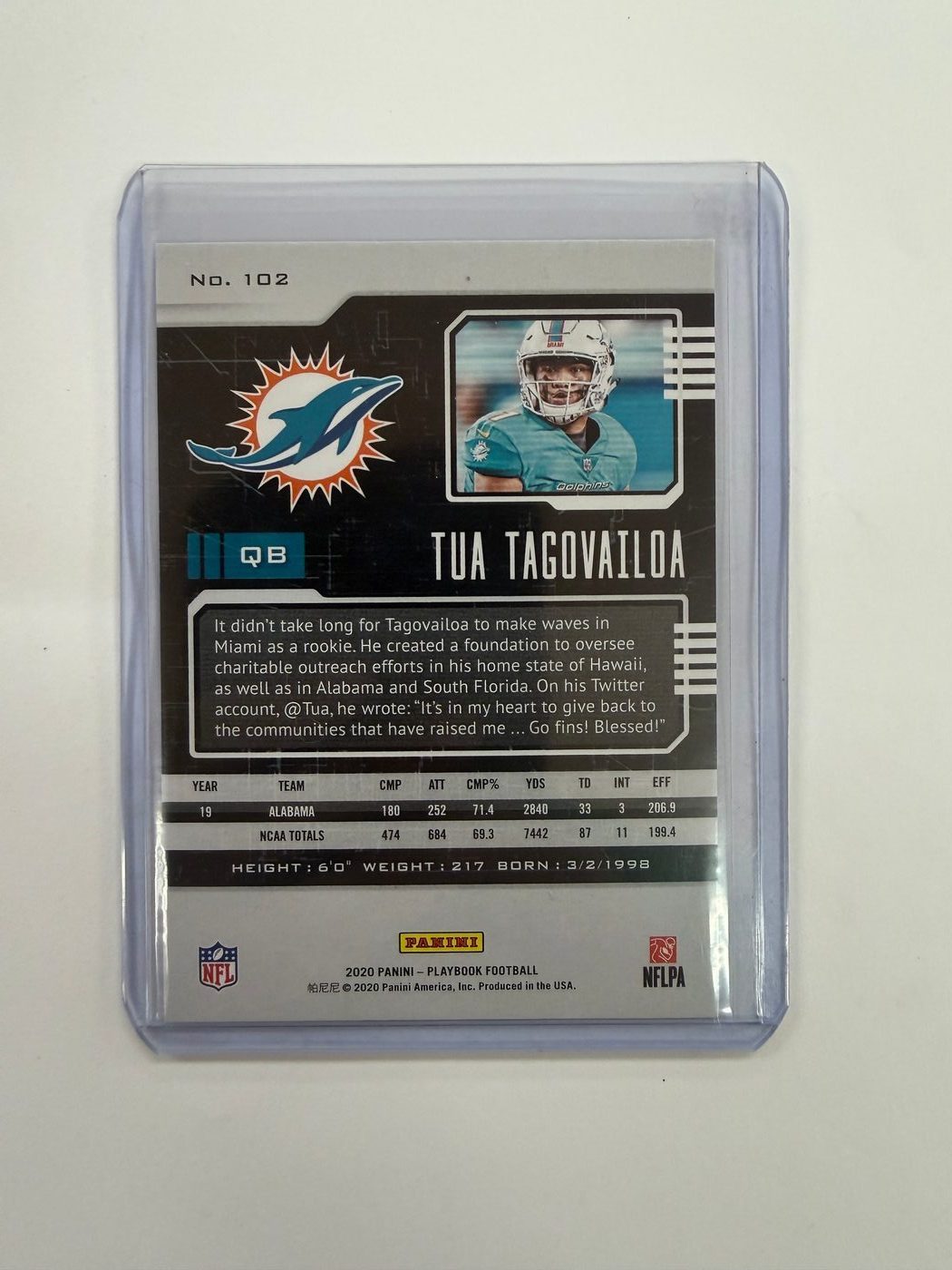 2020 Panini Playbook RC Tua Tagovailoa 2