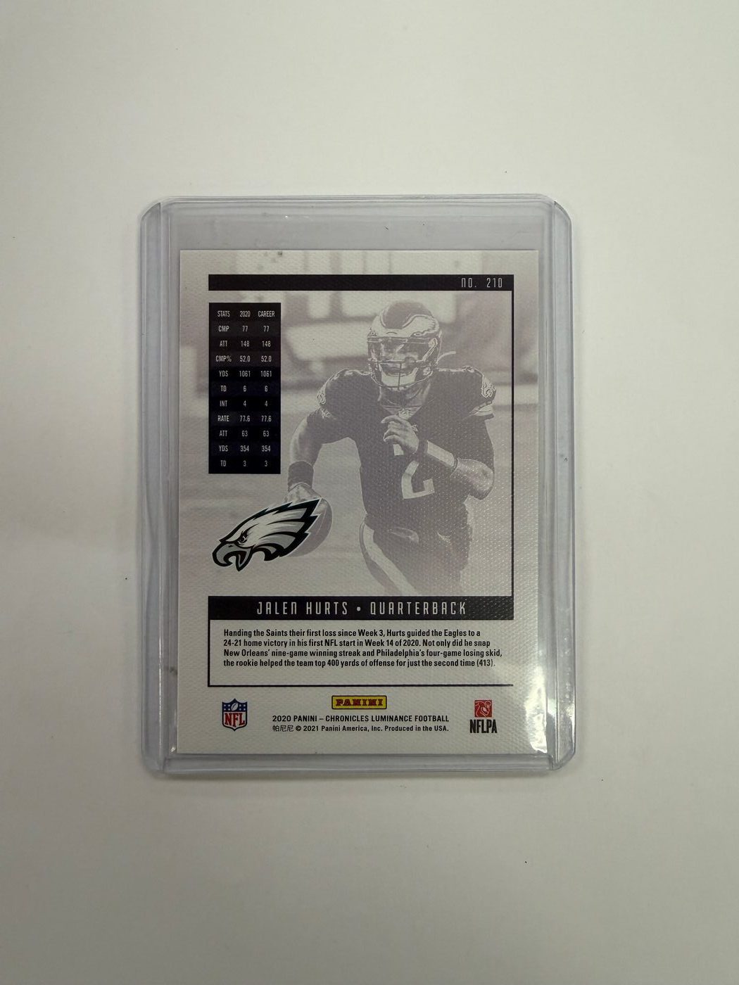 Jalen Hurts 2020 Panini Chronicles Luminance Update Rookies 2