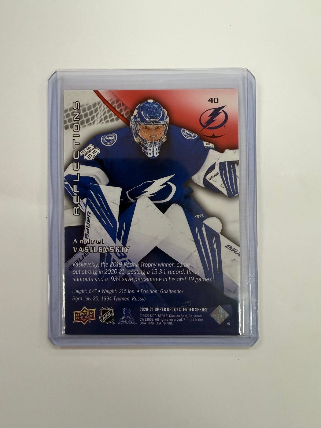 Andrei Vasilevsky 2020-21 UD Extended Series Reflections /500 2